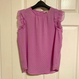 Loft -  Lilac Clip Dot Sleeveless Blouse - Small